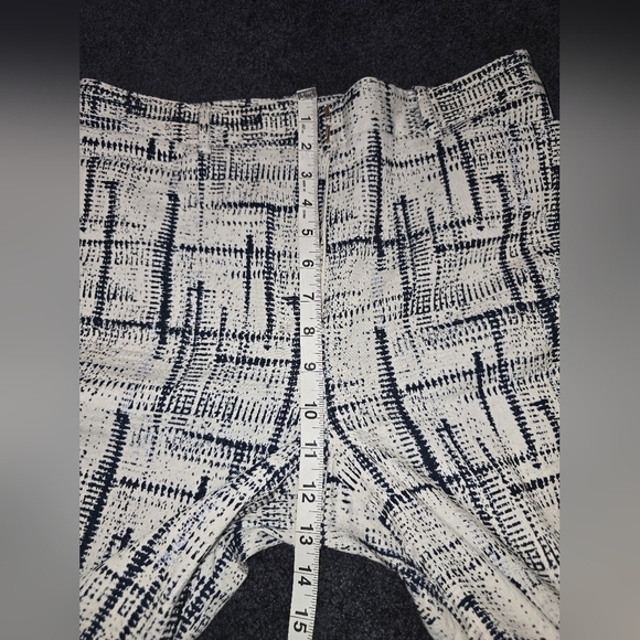 MM Lafleur The Condesa Pants 8 Cubist Jacquard Mid Rise Ivory Blue Stret… - Picture 6 of 13